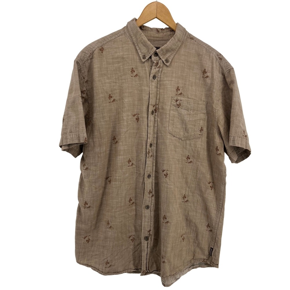 PrAna Broderick Slim Fit Short sleeve Wilderness Print Cotton Button Down XL - Picture 1 of 5